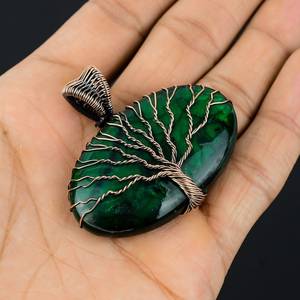 สีเขียวแลบราโดไรต์ชีวิตของต้นไม้ลวดตัดงานทองแดงออกแบบไม่ซ้ำใครสร้อยคอจี้ทำด้วยมือคนรักธรรมชาติมีทุกขนาดให้เลือก - Product Image 1