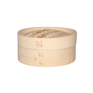 Ensemble de cuiseur vapeur en bambou fait à la main à deux niveaux pour la cuisson des petits pains vapeur vietnamiens et des boulettes - Product Image 1