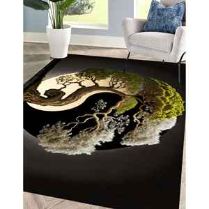 Tapis imprimé Zen Harmony : Yin Yang, Japonais, Arbre, Art moderne, Tapis de couloir, Tapis en velours - Product Image 2