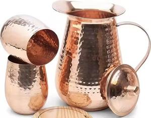 Pichet à eau en cuivre de luxe moderne et écologique avec couvercle au design martelé pour une utilisation élégante d'ustensiles de cuisine de table - Product Image 2