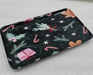 Bandeja de servicio decorativa festiva con diseños navideños caprichosos con bastones de caramelo, perfecta para el entretenimiento de temporada - Product Image 1