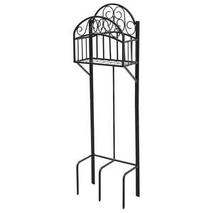 Support de tuyau avec étagère de rangement pratique pour les outils de jardin usagés Construction en acier de calibre lourd et durabilité de couleur noire - Product Image 1