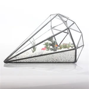 Maceta de Terrario de cristal en forma de diamante de lujo para tienda de guarderías, terrario suculento de mesa geométrico moderno para decoración del hogar - Product Image 3