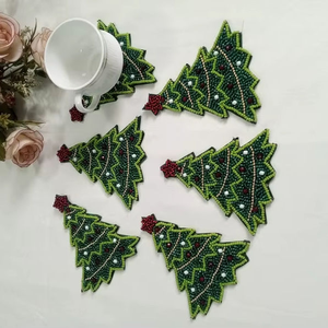 Posavasos de Cuentas Hechos a Mano de Alta Calidad - Posavasos Boho con Logotipo Personalizado Ecológico (Tamaño Personalizado) Clásico de Multi Craft - Product Image 1