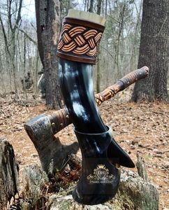 Durable Buffalo Horn Mead <b>Cup</b> Engraved Viking Ale Horn Natural Crafts Product - Product Image 3