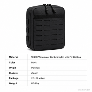 <b>Water</b> Resistant Reinforced Laser Cut Cargo <b>Pouch</b> Nylon Zipper Closure Self Draining System Modular Accessory Pocket GP <b>Pouch</b> - Product Image 6