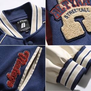 Trendy Street Men's Varsity <b>Jacket</b> Loose Flocked Embroidered Baseball <b>Jacket</b> <b>Winter</b> <b>Leather</b> <b>Jacket</b> for Man Heated Wholesale - Product Image 4