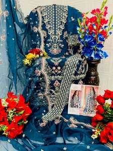 Organza lourd dernier modèle avec séquence de broderie Costume pakistanais pour les occasions spéciales telles que les mariages et les fêtes - Product Image 3