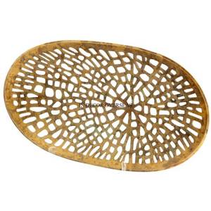 Cadre plaqué or en métal robuste pour plateau de service et de décoration fini en émail de concepteur d'art créatif moderne de forme ronde - Product Image 3