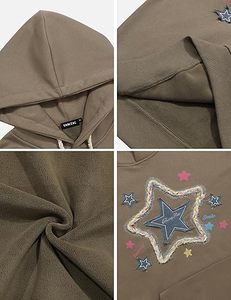 Custom Unisex Streetwear Oversized Heavyweight Hoodie Vintage Denim Mens Graphic Star Apliques Bordado Invierno Digital - Product Image 5