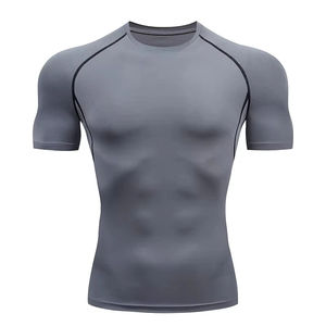 T-shirt de sport personnalisé de haute qualité pour hommes haut d'entraînement surdimensionné séchage rapide évacuation de l'humidité Compression Fitness UPF50 respirant - Product Image 2