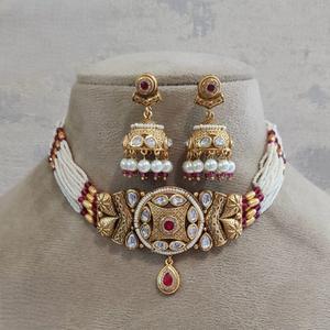 Antique Gold Plated White <b>Pearl</b> & Kundan <b>Necklace</b> <b>Set</b> Traditional <b>Pearl</b> Bridal <b>Necklace</b> <b>Set</b> Bridal Kundan <b>Pearl</b> <b>Necklace</b> <b>Set</b> - Product Image 1