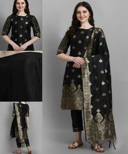 Vêtements islamiques pour femmes musulmanes, vêtements noirs de fête, boutique pakistanaise, costume en velours, robe trois pièces cousue pour l'Aïd, mariage, Ramadan - Product Image 6