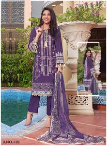Pure Lawn Cotton Collection Heavy Mal Duppata Elegante traje pakistaní - Product Image 3