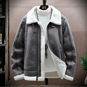 Veste d'hiver en cuir de fourrure intégrée pour hommes épaissie Casual Business Motorcycle Leather Blends Coat Social Streetwear Overcoat - Product Image 3