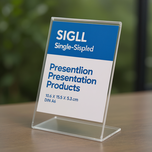 SIGEL <b>Single</b>-Sided Slanted Table Display Stand 10.6 X 15.5 X 5.3 cm DIN A6 Replaceable Acrylic Label for Presentation Products - Product Image 3