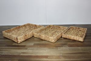 Paniers de rangement en jacinthe d'eau tissés à la main écologiques Plateau en osier élégant portable pour le stockage à domicile - Product Image 4