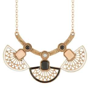 Urthn Stone Antique Plaqué Or Meenakari Déclaration Collier À La Mode Religieux Orthodoxe Fleur Chaîne 1110736C Collier De Mode - Product Image 1