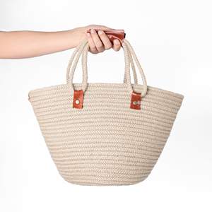 Elegante Bolso de Compras Tejido a Mano con Asa Superior de Cuerda de Paja - Product Image 2