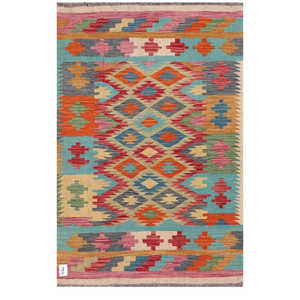 พรมกิลิมไมมาณา อัฟกานิสถาน ขนาด 155 x 105 ซม. ชุดพรมพื้นที่แบบดั้งเดิมของชาวอัฟกัน - Product Image 1