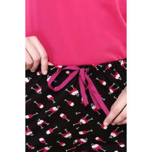 Ensemble short et haut en jersey imprimé vin rouge col rond Prism Fushia pour femme Evolve (Prism Fushia & Noir S) - Masque pour les yeux personnalisé offert - Product Image 5