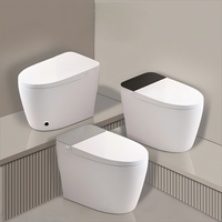 WC intelligent monobloc avec télécommande, à poser au sol, cuvette allongée et nettoyeur moussant pour salle de bain