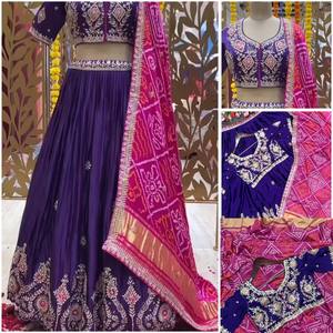 Meilleure vente Designer indien Chinon soie avec broderie Lehenga Choli avec Dupatta fête tenue de mariage Lehngha Choli - Product Image 4