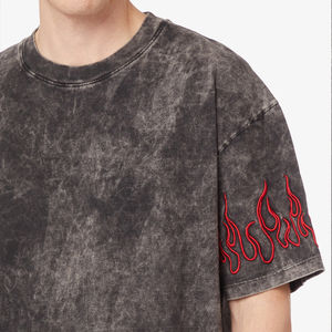 Camiseta Extra Grande para Hombre, Personalizada, de Alta Calidad, 100% Algodón Orgánico, con Bordado Gráfico Vintage, Lavado Ácido - Product Image 6