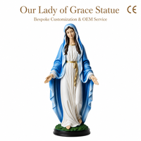 Statue de la Vierge Marie de Grâce peinte à la main en résine, figurine catholique personnalisée pour la décoration d'églises et de maisons (vente en gros)