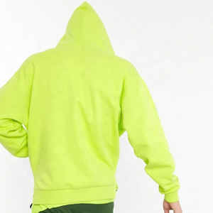Sweat à capuche à manches longues vert fluo en polyester 100% pour hommes, sweat à capuche personnalisé vert fluo à séchage rapide pour le travail, vente en gros - Product Image 5