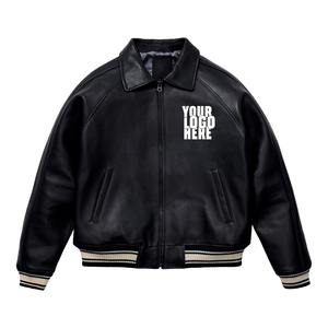 Plus Size High Street Blue <b>Men's</b> Leather Bomber Jacket Stand Front <b>Thick</b> Single Button Closure Breathable Eco-Friendly Winter - Product Image 5