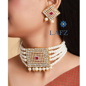Indan Wholesale 2024 Latest Fashion Traditional Gold Plated <b>Pearl</b> Choker Necklace <b>Set</b> for Women - Product Image 1