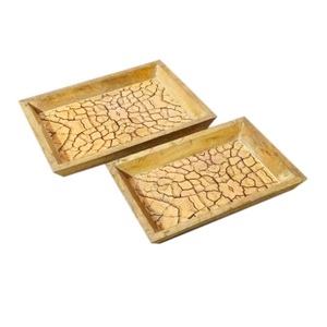 Plateau de service en bois fait main de taille personnalisée Plateau rectangulaire imprimé sol sec pour la maison et l'hôtel - Product Image 1