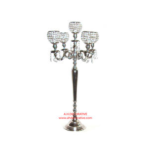 Centres de table de mariage Chandelier en relief doré Bougeoir à 5 bras avec verre Chandelier votif fait à la main pour la décoration de la maison - Product Image 4