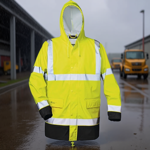 Manfred High-Visibility <b>Yellow</b>/Black PU Rain <b>Jacket</b> Size M - Product Image 3
