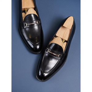 Chaussures décontractées en cuir à bout carré de style anglais pour hommes, chaussures de détente élégantes et antidérapantes - Product Image 2