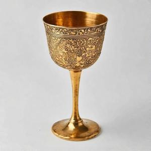 Verre à vin religieux orné de calice de communion plaqué argent de la foi éternelle MessiahGlass pour la sainte messe et les cérémonies sacrées - Product Image 4