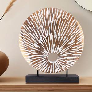 Escultura Minimalista de Mesa Redonda, Objeto de Mesa Moderno y Elegante, Adorno Artístico para Mesa, para Espacios con Estilo, Hecho a Mano en India - Product Image 1