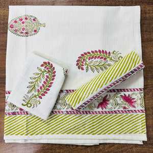 Fait sur mesure en deux couleurs impression 100% coton main bloc imprimé ensembles de serviettes en coton, serviette de bain et serviette idéal pour la revente - Product Image 3