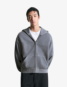 เสื้อฮู้ดผ้าฝ้ายโอเวอร์ไซส์ผ้าโอเวอร์ไซส์ผ้าโอเวอร์ไซส์ผ้ามีซิปผลิตจากโรงงานผลิตตามสั่ง - Product Image 1