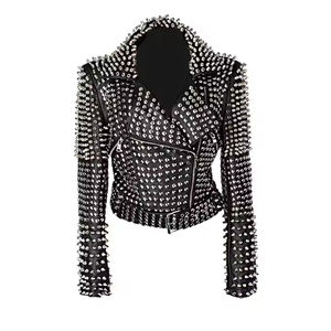 Chaqueta de cuero con tachuelas para hombre Rock Punk, ropa de abrigo ajustada a la moda con cierre de cremallera, manga larga, estilo Heavy Metal - Product Image 5