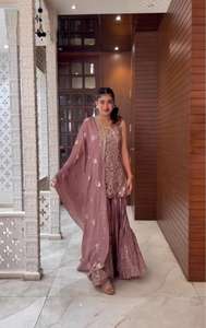 Nuevo diseñador pesado bordado lentejuelas trabajo Sharara conjunto fiesta desgaste superior Palazzo y Dupatta vestido elegante traje a precio al por mayor - Product Image 3