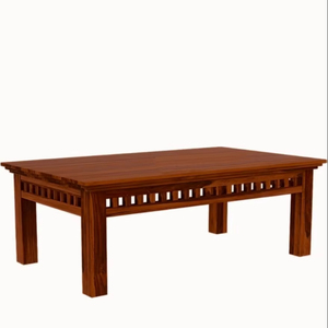 Mesa de centro rectangular moderna con acabado desgastado y diseño de listones de patas de bloque para muebles de sala de estar - Product Image 1