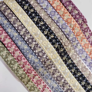 Wholesale Floral Embroidered Vintage Ethnic Style Tulle Lace Craft Trimming Border Colorful Mesh Embroidery Lace Trim - Product Image 1