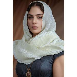 Châle en soie Odemis 100% tissé à la main, style ethnique de luxe, 75x200cm, foulard plissé Gofre, écharpe turque de luxe en soie - Product Image 2