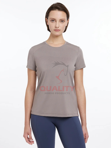 Camiseta de equitación transpirable ligera, Top ecuestre que absorbe la humedad, ropa atlética elegante de secado rápido, tops de entrenamiento de tela elástica - Product Image 5