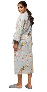 Sanskrutihomes-Albornoz largo de punto para mujer, ropa de dormir de punto suave ligera con cuello en V, informal, de salón - Product Image 4