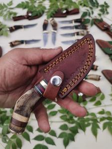 Cuchillo desollador de acero damasco de 6 pulgadas hecho a mano con mango de madera, cuchillo de caza OEM personalizable con vaina, lote de 20 piezas - Product Image 6