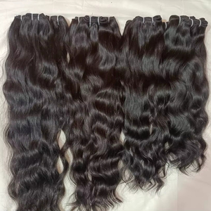 Unprocessed Raw Indian Hair Genius Machine Double Weft Virgin Remy Human Hair <b>Extensions</b> Double Drawn Ends All Colors Suitable - Product Image 1