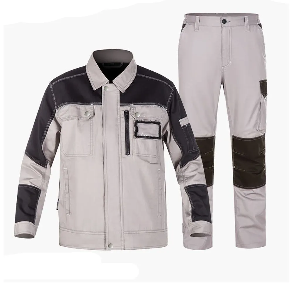 100% Cotton Work Uniforms Workshop Cargo Suit Set Work Jacket Men for Welding and Work Pants Construction Multi Pockets